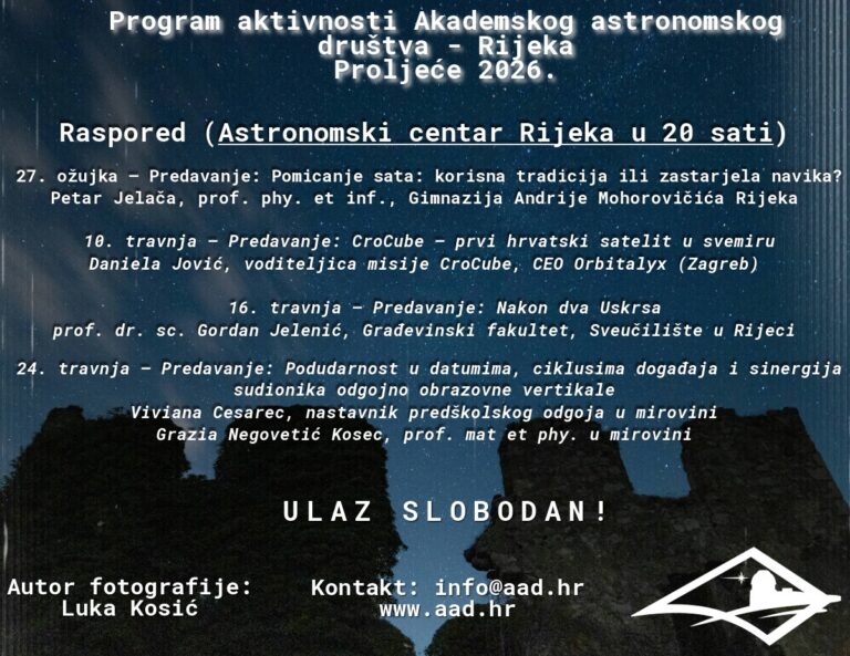 Treba li ukinuti pomicanje sata? Predavanje u Astronomskom centru Rijeka